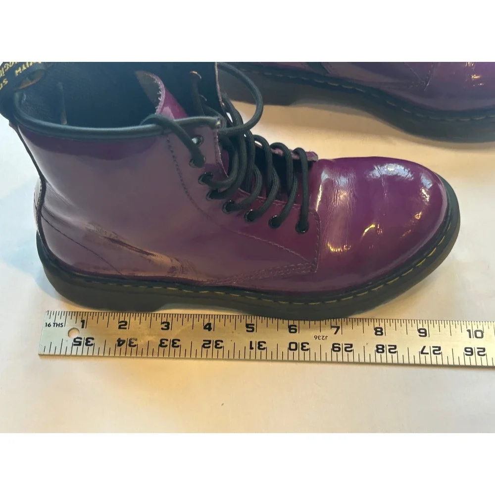 Dr. Martens 1460 Deluxe Boots Kids Size 6 Purple Patent Leather Lace Up Zip